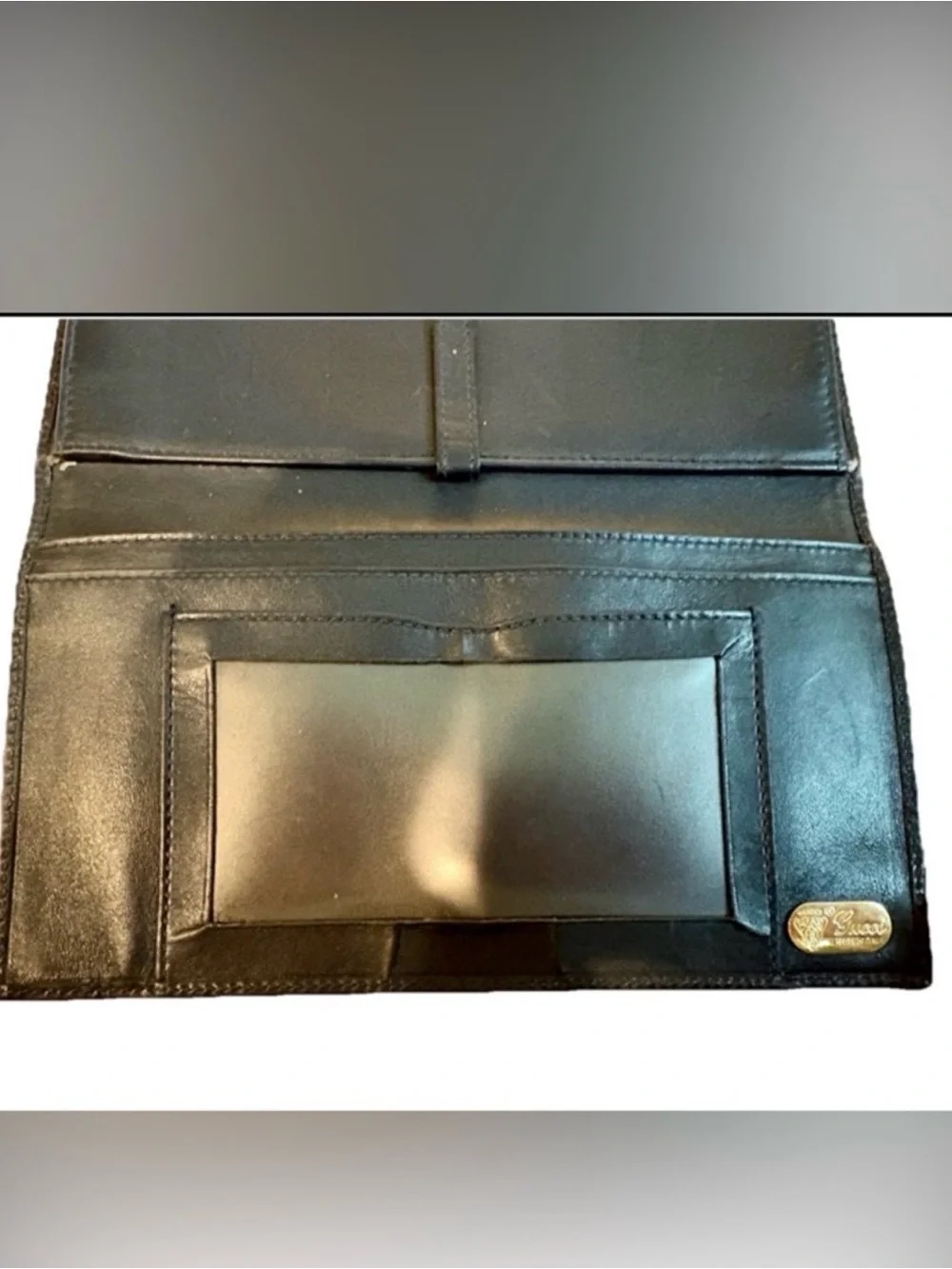 '80s Vintage Gucci Navy GG Long Monogram Clutch-Wallet - Picture 11 of 14